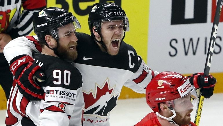 Коннор МАКДЭВИД (в центре) и Райан О`РАЙЛЛИ празднуют победный гол в овертайме. Фото REUTERS Коннор МАКДЭВИД (в центре) и Райан О`РАЙЛЛИ празднуют победный гол в овертайме. Фото REUTERS