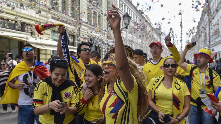 Болельщики сборной Колумбии в Москве. Фото AFP Болельщики сборной Колумбии в Москве. Фото AFP