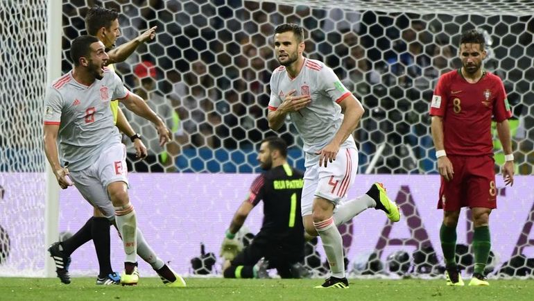 Пятница. Сочи. Португалия - Испания - 3:3. НАЧО (№4) празднует гол. Фото AFP Пятница. Сочи. Португалия - Испания - 3:3. НАЧО (№4) празднует гол. Фото AFP