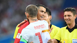 15 июня 2018 года. Сочи. Португалия – Испания – 3:3. СЕРХИО РАМОС и КРИШТИАНУ РОНАЛДУ.