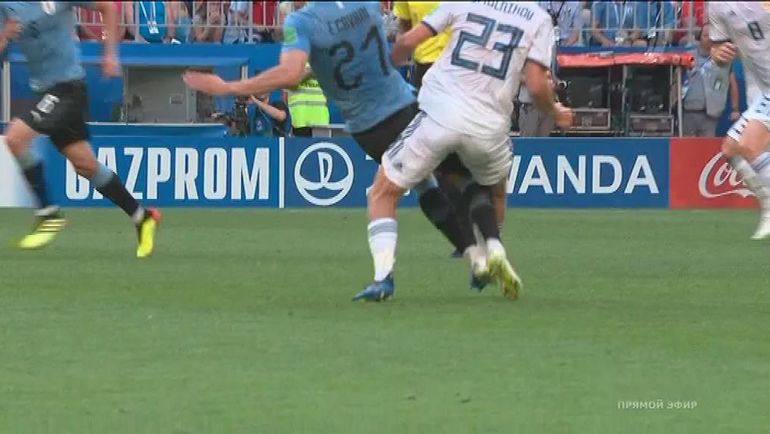 36-я минута матча Уругвай - Россия. 36-я минута матча Уругвай - Россия.