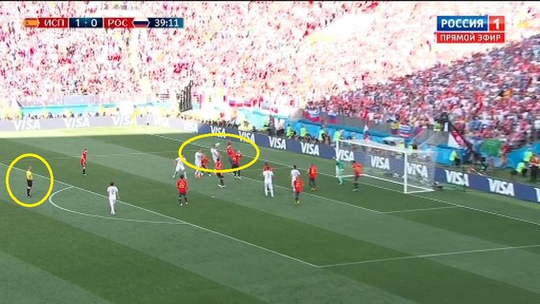 Испания - Россия: момент с назначением пенальти. Испания - Россия: момент с назначением пенальти.