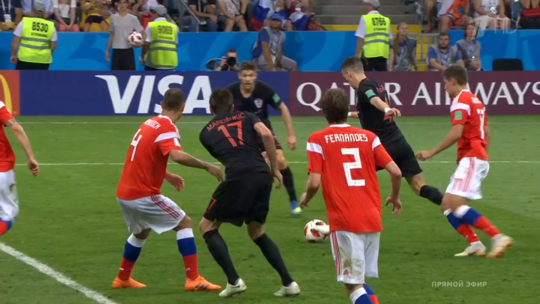 Россия - Хорватия: попадание Ивана Перишича в штангу. Россия - Хорватия: попадание Ивана Перишича в штангу.