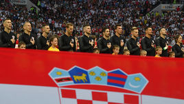 11 июля. Москва. Лужники. Хорватия - Англия - 2:1 д.в. Сборная Хорватии перед началом матча.