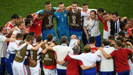 7 июля. Сочи. Россия - Хорватия - 2:2, пенальти - 3:4. Сборная перед серией пенальти.