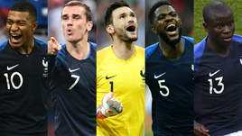 Кильян МБАППЕ, Антуан ГРИЗМАНН, Юго ЛЛОРИС, Самюэль ЮМТИТИ, Нголо КАНТЕ.