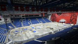 Монтаж хоккейной площадки.