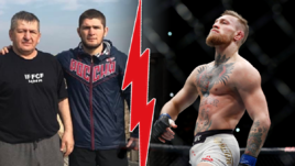 Конор МАКГРЕГОР (справа) оскорбил отца Хабиба НУРМАГОМЕДОВА Абдулманапа..