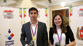 5 сентября. Сатка. Чемпионы России по шахматам Дмитрий Андрейкин и Наталья Погонина.