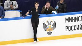 9 сентября. Москва. Мегаспорт. Открытые прокаты фигуристов сборной России. Евгения Медведева и Брайан Орсер.