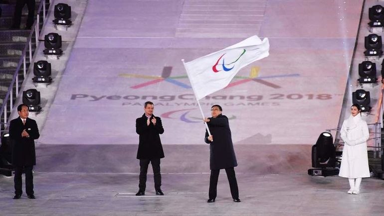 18 марта 2018 года. Пхенчхан. Церемония закрытия Паралимпийский игр. Фото AFP 18 марта 2018 года. Пхенчхан. Церемония закрытия Паралимпийский игр. Фото AFP