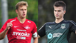 Полузащитник "Спартак-2" Владислав Пантелеев и защитник "Краснодар-2" Артем Голубев.