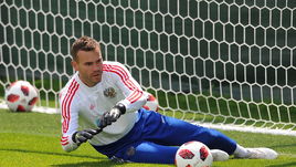 Футбол. Чемпионат мира по футболу. ЧМ-2018. 05 июля 2018 года. Новогорск. Тренировка сборной России. Игорь Акинфеев.