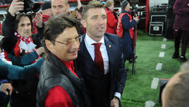 17 мая 2017 года. Москва. Тушино. "Открытие Арена. "Спартак" - "Терек" - 3:0. Леонид Федун и Массимо Каррера.