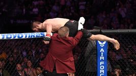 Хабиб Нурмагомедов после боя перелез через ограждение и устроил драку.