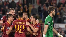 23 октября. Рим. "Рома" - ЦСКА - 3:0. Илья Помазун после третьего гола хозяев.