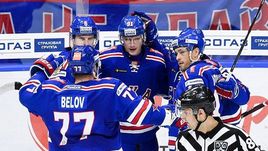 12 ноября. Санкт-Петербург. СКА (Санкт-Петербург) - "Автомобилист" (Екатеринбург) - 5:2. Игроки петербуржского клуба празднуют победу над "Автомобилистом".