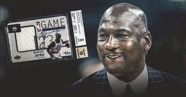 Майкл Джордан и карточка с его автографом. Майкл Джордан и карточка с его автографом.