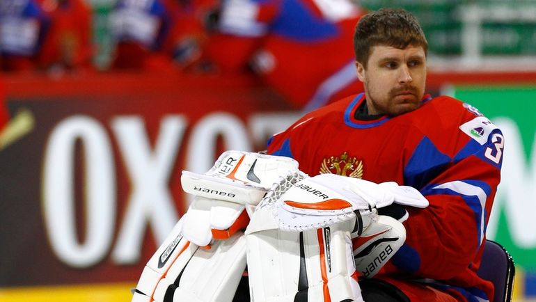 2013 год. Илья Брызгалов в сборной России. Фото Елена Руско, photo.khl.ru 2013 год. Илья Брызгалов в сборной России. Фото Елена Руско, photo.khl.ru