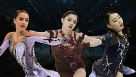 Алина Загитова, Евгения Медведева и Рика Кихира.