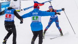 13 января. Оберхоф. Екатерина Юрлова-Перхт на финише женской биатлонной эстафеты.