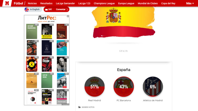 Голосования на сайте газеты Marca, Испания. Голосования на сайте газеты Marca, Испания.