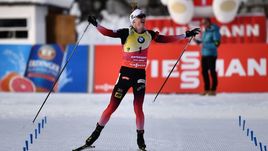 26 января. Антерсельва. Йоханнес Бе финиширует первым в гонке преследования.