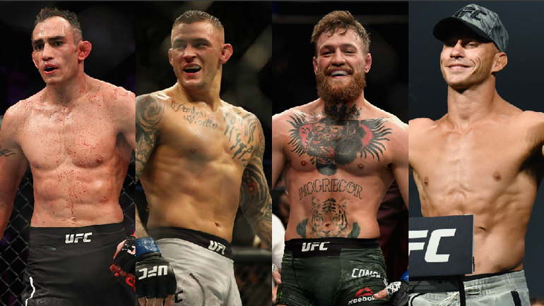 Тони Фергюсон, Дастин Порье, Конор Макгрегор, Дональд Серроне. Тони Фергюсон, Дастин Порье, Конор Макгрегор, Дональд Серроне.