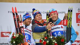 21 февраля. Зефельд. (слева направо) Федерико Пеллегрино, Йоханнес Клебо и Глеб Ретивых.