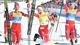 22 февраля. Зефельд. Наталья Непряева, Тереза Йохауг, Ингвильд Остберг.