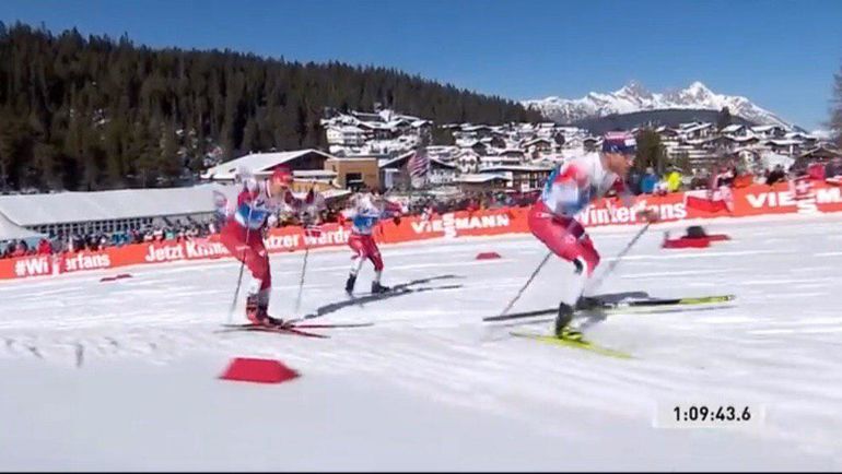 23 февраля. Зеефельд. Скиатлон. Александр Большунов (слева). 23 февраля. Зеефельд. Скиатлон. Александр Большунов (слева).