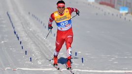 27 февраля. Зефельд. Александр Бессмертных финиширует в гонке на 15 километров классическим стилем, ставшей для него серебряным.