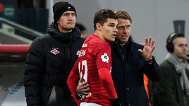 25 ноября 2018 года. Москва. "Спартак" - "Крылья Советов" - 3:1. Олег Кононов и Роман Зобнин в первом матче тренера в красно-белом клубе.