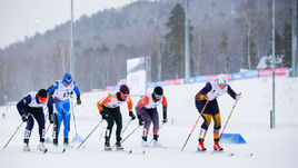 Российские лыжники.