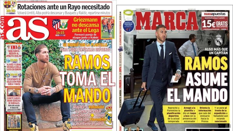 Первые полосы испанских газет AS и Marca. Первые полосы испанских газет AS и Marca.