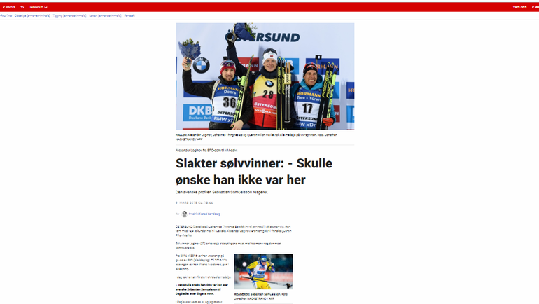 Скрин портала Dagbladet. Скрин портала Dagbladet.