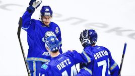 10 марта. Астана. "Барыс" - "Торпедо" - 3:2. Радость клуба из Казахстана после победы.