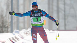 29 января 2017 года. Финиш Евгения Гараничева в синглмиксте на чемпионате Европы. Без оставшегося лежать флага.