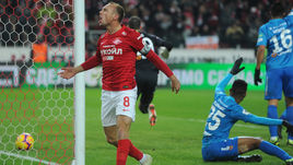 17 марта. Москва. "Спартак" - "Зенит" - 1:1. Денис Глушаков после гола в ворота гостей.