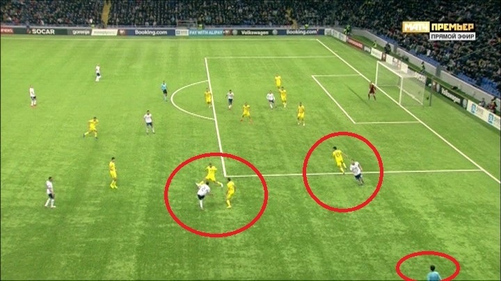 45+2-я минута матча Казахстан - Россия. 45+2-я минута матча Казахстан - Россия.