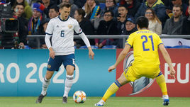 24 марта. Нур-Султан. Казахстан - Россия - 0:4. С мячом автор первого гола в матче Денис Черышев.