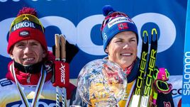 24 марта. Квебек. Александр Большунов, Йоханнес Клебо и Шур Рете (слева направо).