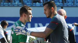 26 сентября 2015 года. Химки. ЦСКА - "Локомотив" - 1:1. Игорь Акинфеев и Маринату Гильерме.