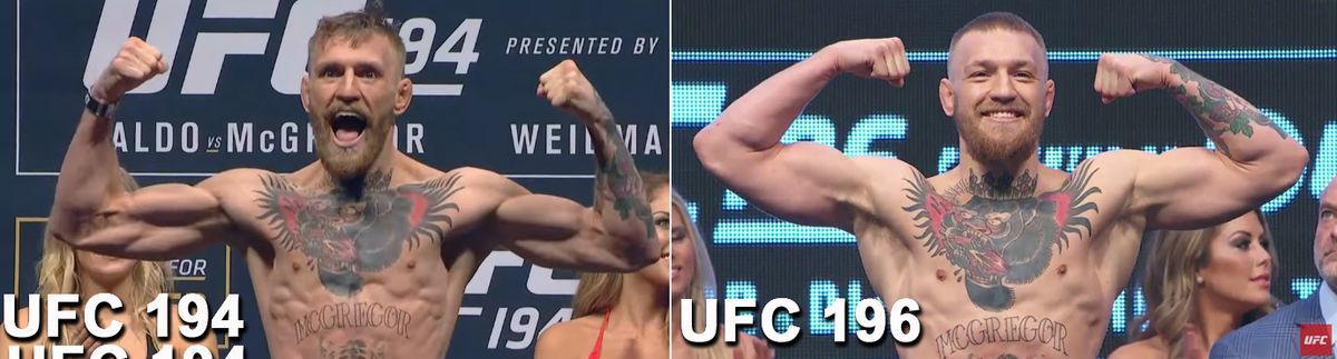 Конор Макгрегор в 66 и 77 килограммах. Конор Макгрегор в 66 и 77 килограммах.