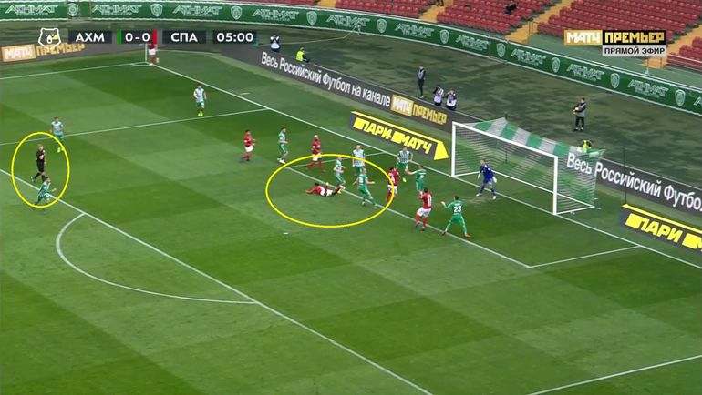 На 6-й минуте арбитр Сергей Лапочкин назначил пенальти в ворота хозяев поля после падения в их штрафной Зе Луиша. На 6-й минуте арбитр Сергей Лапочкин назначил пенальти в ворота хозяев поля после падения в их штрафной Зе Луиша.