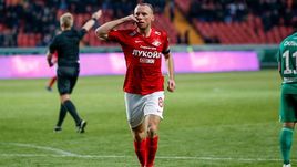 30 марта. Грозный. "Ахмат" - "Спартак" - 1:3. Денис Глушаков празднует забитый мяч.