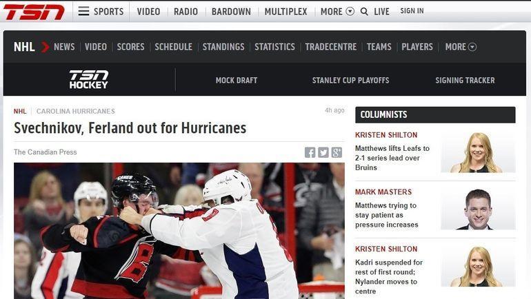 Страница TSN про драку Александра Овечкина и Андрея Свечникова. Страница TSN про драку Александра Овечкина и Андрея Свечникова.