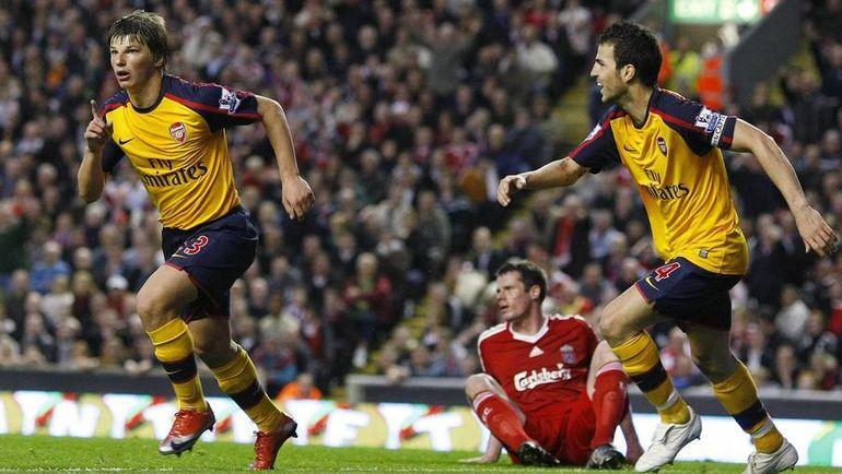 21 апреля 2009 года. Ливерпуль. Андрей Аршавин празднует гол. Фото REUTERS 21 апреля 2009 года. Ливерпуль. Андрей Аршавин празднует гол. Фото REUTERS