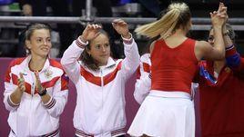 20 апреля. Москва. Анастасия Потапова празднует победу вместе с командой.