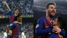 Радость Лионеля Месси после голов 1 мая 2005-го и 1 мая 2019-го.